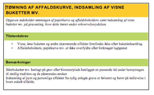 Hent skema for ydelsen tømning af affaldskurve mv.